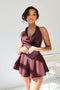 Kova Faux Leather Halter Dress